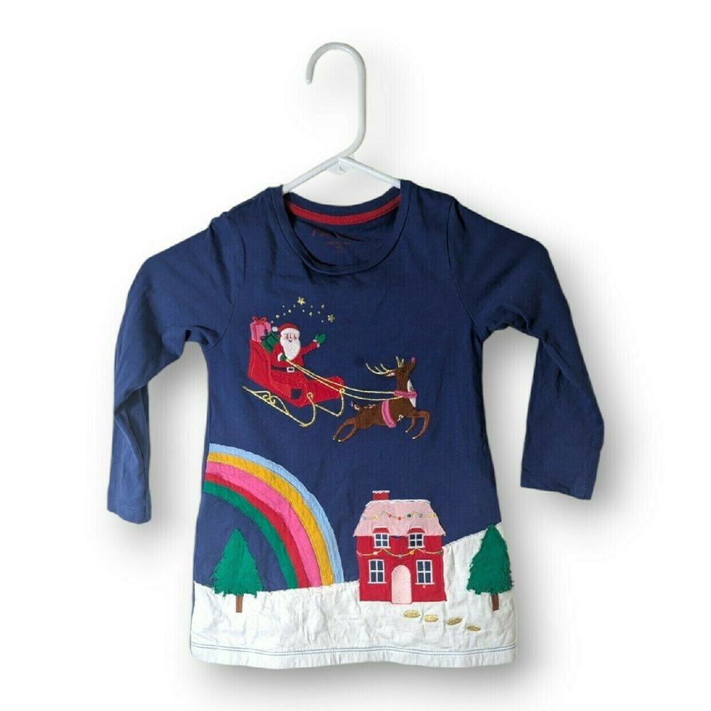 Mini Boden Rainbow Santa Applique Tunic Size 4-5 Y